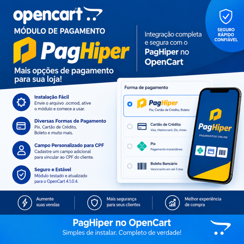 Módulo PagHiper para OpenCart 4.1.0.1 – PIX e Boleto Bancário